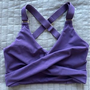 BuffBunny Candy Wrap Sports Bra, Eggplant Purple, Size Medium